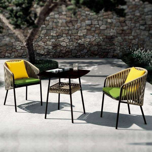Outdoor Braided Rope & Cord Garden Coffee Set - Neptune