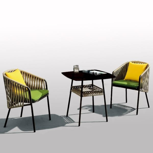 Outdoor Braided Rope & Cord Garden Coffee Set - Neptune