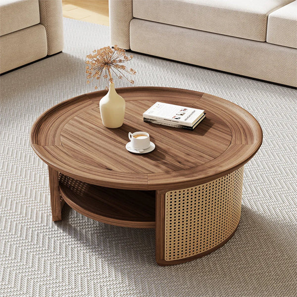 Wooden Cane Rattan Coffee Table - Rejoice