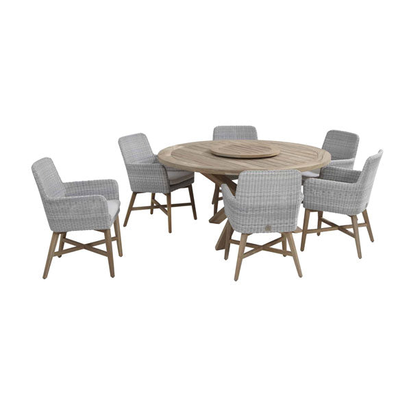 Outdoor Wood & Wicker Dining Set - jatoba