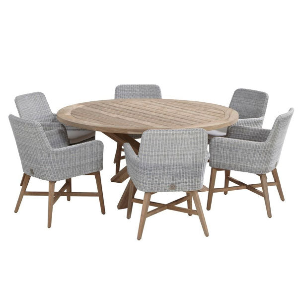 Outdoor Wood & Wicker - Dining Set - Jatoba