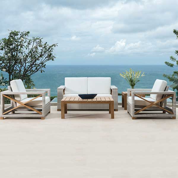 Outdoor Wood & Wicker Sofa Set - Latvia