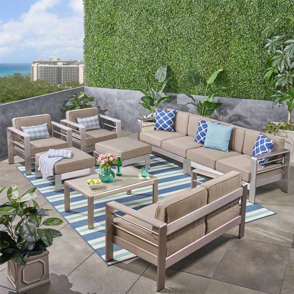 Outdoor Wood & Aluminum - Sofa Set - Azerba