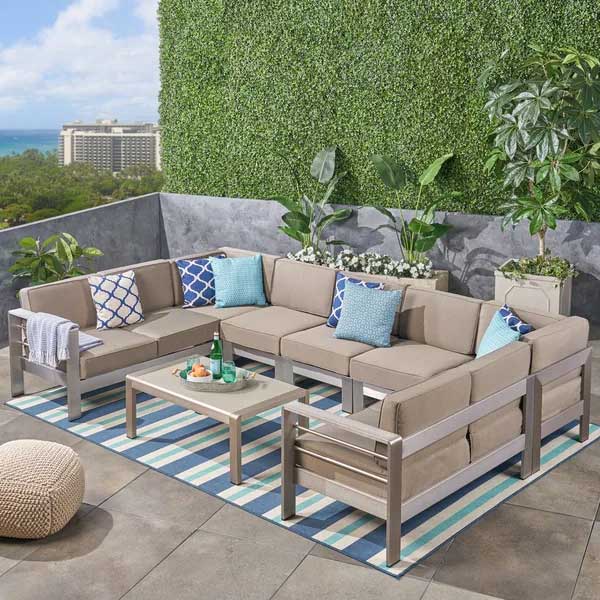 Outdoor Wood & Aluminum - Sofa Set - Azerba