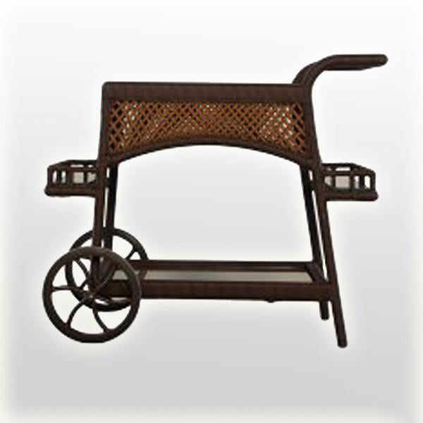 Outdoor Wicker Serving Trolley - Espresso